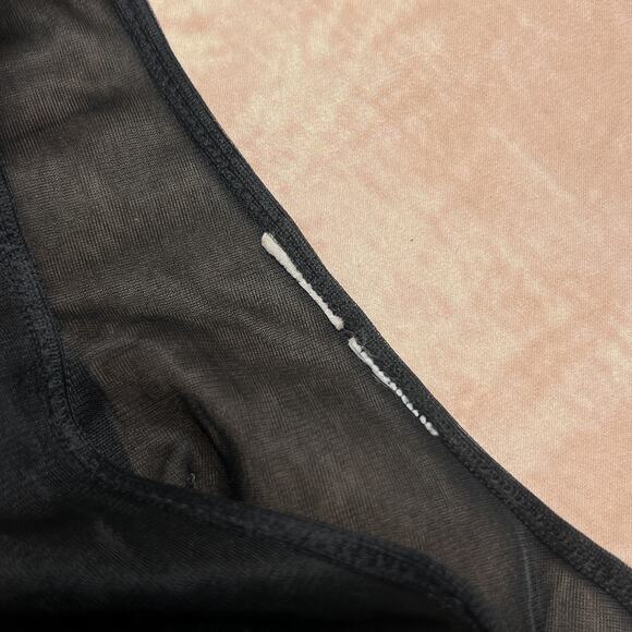 Vintage 90s Sheer Mesh Lace Up Lingerie Mini Dress Fit & Flare Dark Romantic - Picture 4 of 5